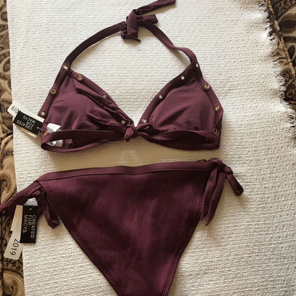 Bar iii Grommet Rib Bikini Set - Picture 9 of 10